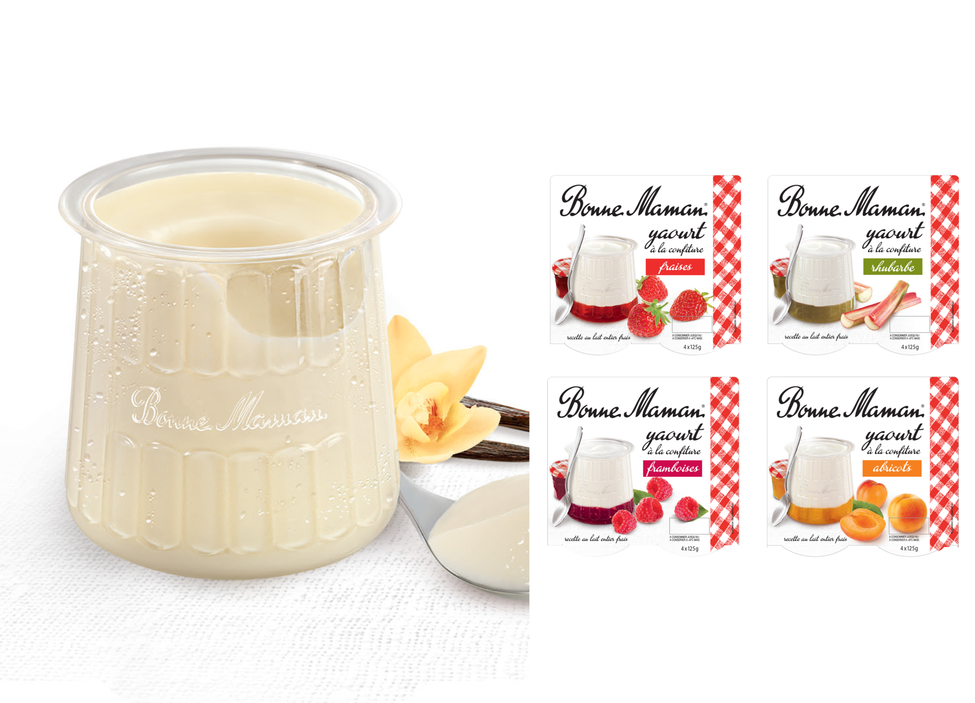 Gamme packaging des yaourts aux fruits Bonne Maman