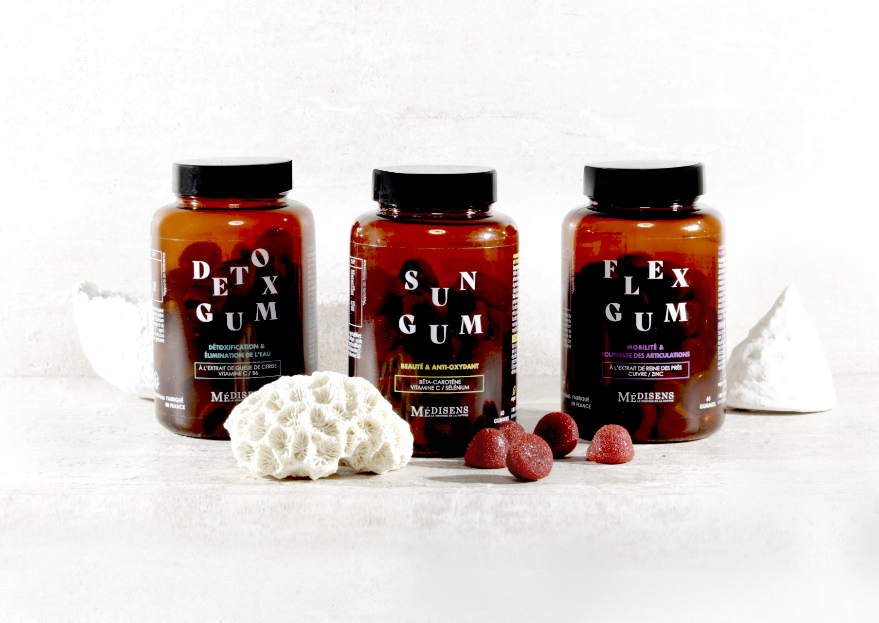 Packaging de la gamme des gummies Médisens pour Médiprix