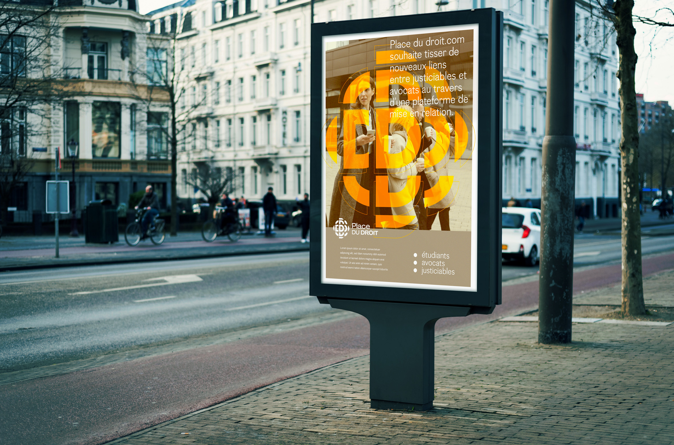 Campagne d'affichage Place du Droit, plateforme juridique à Nîmes